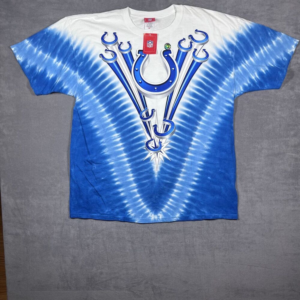 Vintage NFL T-Shirt Men's 2X White Blue 100% Cotton Indianapolis Colts Pullover